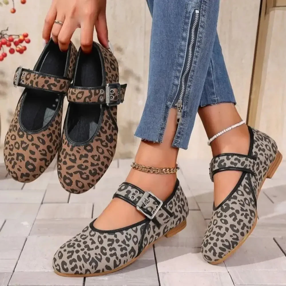 Leopard Print Mary Jane Loafers