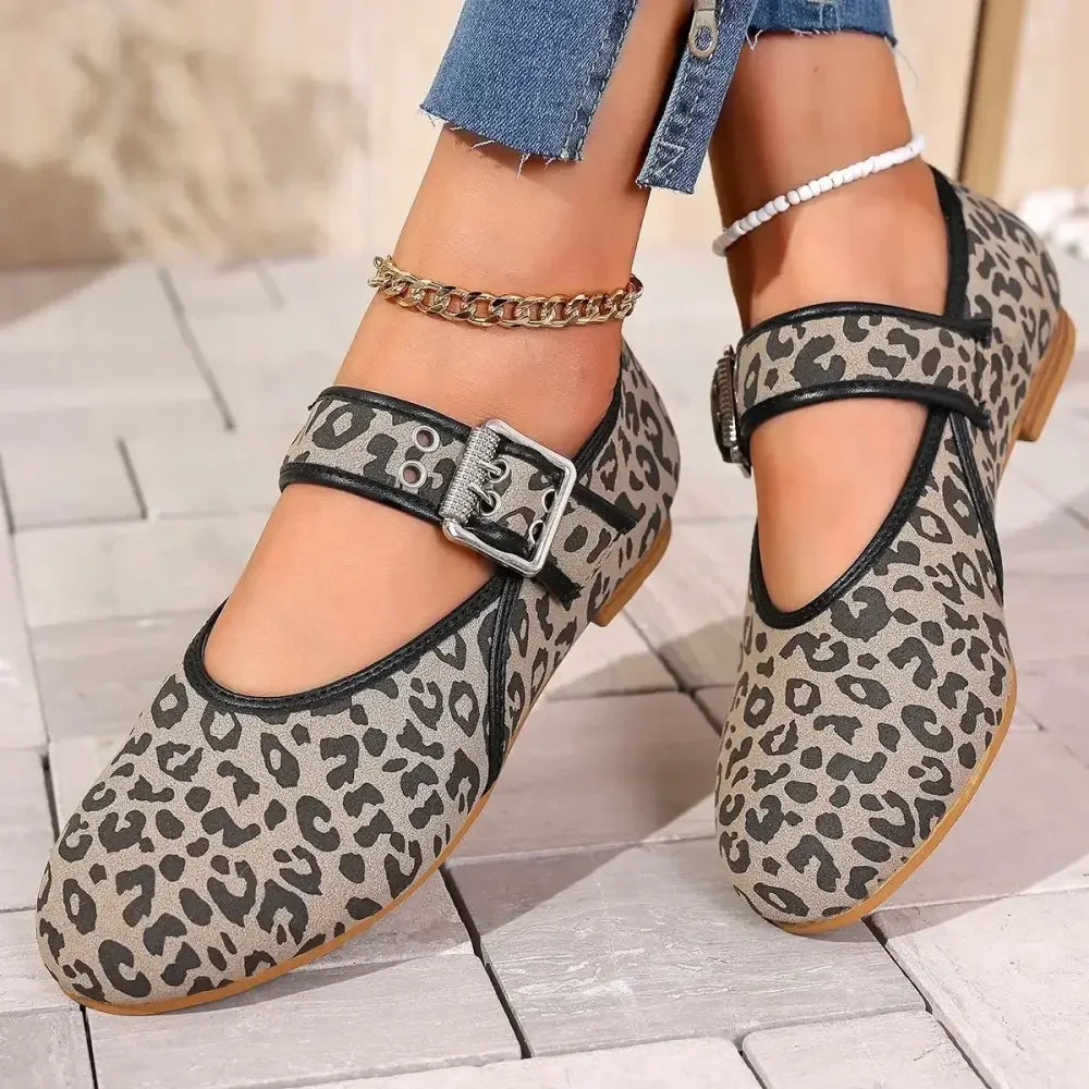 Leopard Print Mary Jane Loafers