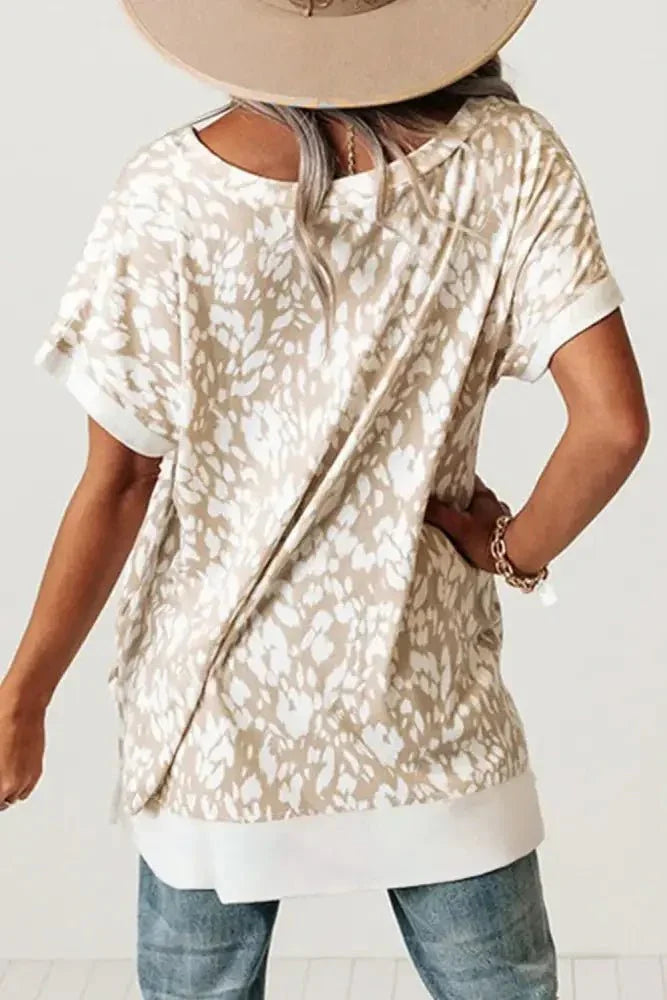 Leopard Print V Neck Side Slit Loose Fit T Shirt - Update AvenueT-ShirtsTrendsi100100539846252100100539846252cdbae5e2 - aeac - 43e1 - b3fe - 654481efc562 - Max - OriginEggshell