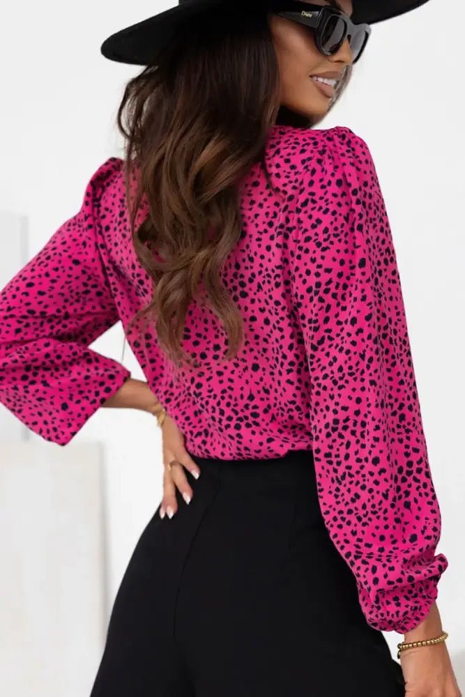 Leopard Round Neck Balloon Sleeve Blouse - Update AvenueTrendsi100101976049670100101976049670ba88c0dc74cd49f6b0e5aba0c462468d - MaxHot Pink