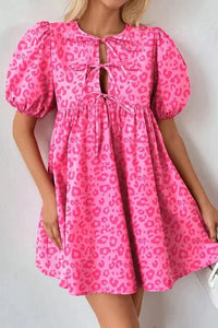 Leopard Tie Front Puff Sleeve Dress - Update AvenueTrendsi100100087361679100100087361679a3a8aa68 - c37e - 4ab1 - 8231 - 809e15e5e6ec - Max - OriginHot Pink
