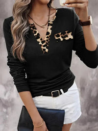 Leopard Trim Long Sleeve T-Shirt - Update AvenueT-ShirtsTrendsi100100706707385100100706707385b05f236b7ea04dfc8d3c5358b5a85335 - Max - OriginBlack