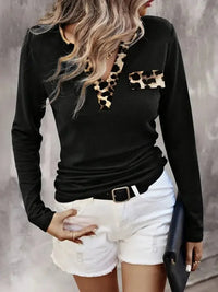 Leopard Trim Long Sleeve T-Shirt - Update AvenueT-ShirtsTrendsi100100706707385100100706707385d81eff341cf741bcbc5902ddf2d3ed0a - Max - OriginBlack