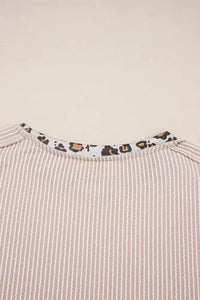 Leopard Trim Round Neck Ribbed T-Shirt - Update AvenueT-ShirtsTrendsi100100594981861100100594981861ec73654c - 5199 - 447f - bc58 - e43fab235734 - Max - OriginBeige