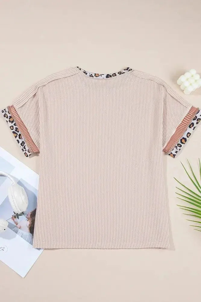 Leopard Trim Round Neck Ribbed T-Shirt - Update AvenueT-ShirtsTrendsi1001005949818611001005949818617d7f0322 - d7bf - 4a67 - a783 - 8180b60ec0dd - Max - OriginBeige