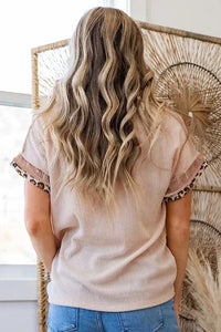 Leopard Trim Round Neck Ribbed T-Shirt - Update AvenueT-ShirtsTrendsi100100594981861100100594981861259851bd - 519d - 440c - adb3 - cd06309d8d6f - Max - OriginBeige