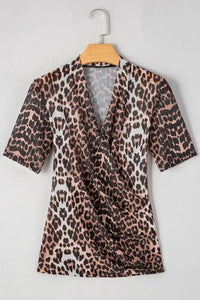 Leopard Wrapped V Neck Slim Short Sleeve Top - Update AvenueT-ShirtsTrendsi100100992703712100100992703712d6ddded0 - 6d33 - 4b48 - 94cb - 54e491308921 - Max - OriginLeopard