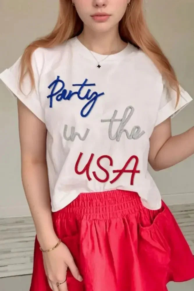 Letter Round Neck Short Sleeve T-Shirt - Update AvenueFestival VibesTrendsi1001002692210981001002692210987d5501b7 - f921 - 456c - 8e6c - a46b308020c2 - MaxWhite