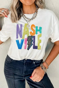 Lightening NASHVILLE Sequin Round Neck T-Shirt - Update AvenueFestival VibesTrendsi10010091723413110010091723413176a73840 - 58a9 - 457d - 9290 - 7b752e94edcf - MaxWhite