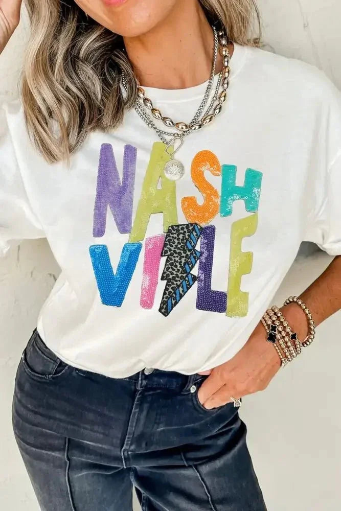 Lightening NASHVILLE Sequin Round Neck T-Shirt - Update AvenueFestival VibesTrendsi100100917234131100100917234131cbca8f4b - 9b46 - 440a - 8c99 - 5f3563e9a5c9 - MaxWhite