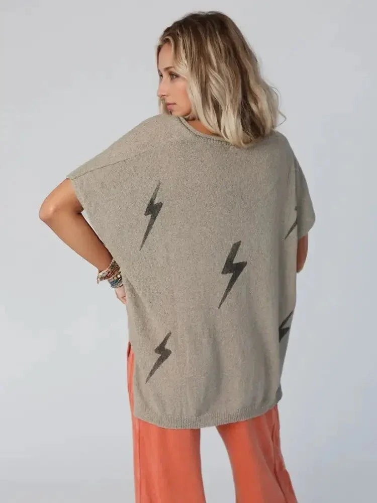Lightning V - Neck Short Sleeve Knit Top - Update AvenueT-ShirtsTrendsi100100064116682100100064116682dec84a41 - 024d - 4179 - a20e - b14fe39745fa - Max - OriginMocha