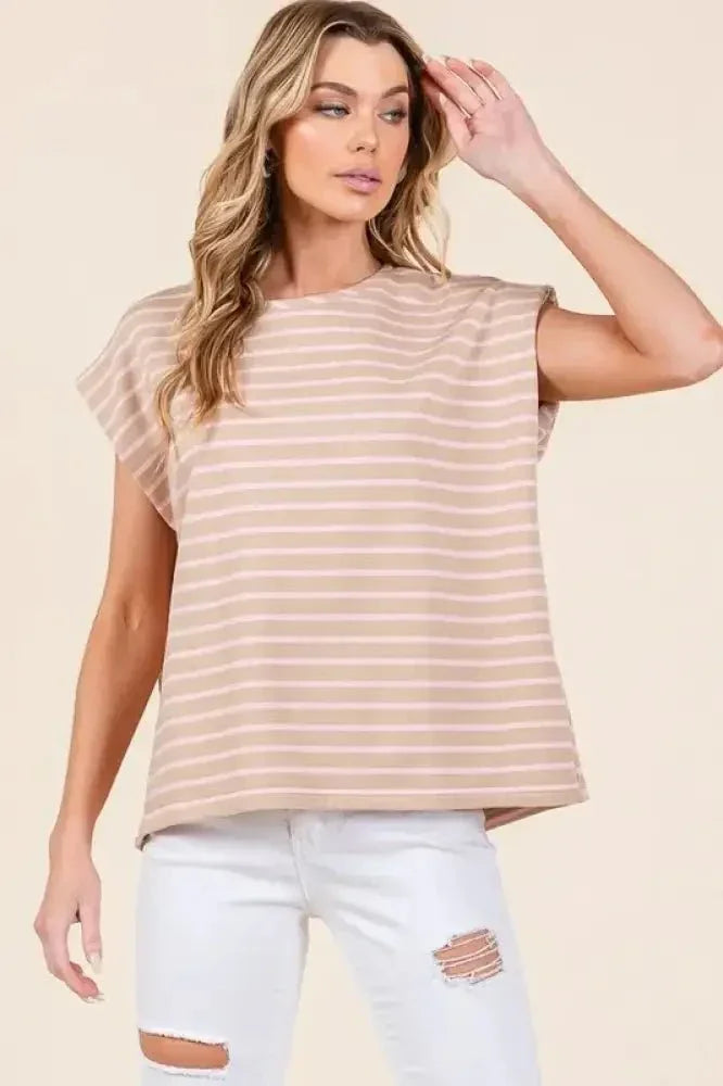 Lime 'N' Chili Striped Muscle Sleeve Top - Update AvenueT-ShirtsTrendsi1001000994514301001000994514307d5c0bb40c174b9f907f844ffce17394 - Max - OriginTAUPE