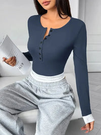 Long Sleeve Button Front Fitted T-Shirt - Update AvenueT-ShirtsTrendsi10010080186138910010080186138979350588 - 4e5e - 4216 - 8333 - 73ee69f4977e - Max - OriginDark Blue