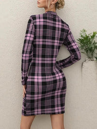 Long Sleeve Plaid Bodycon Mini Dress - Update AvenueTrendsi100100741542203100100741542203763175b2f70847eaa1db4ebb3abb02d4 - Max - OriginPink Purple