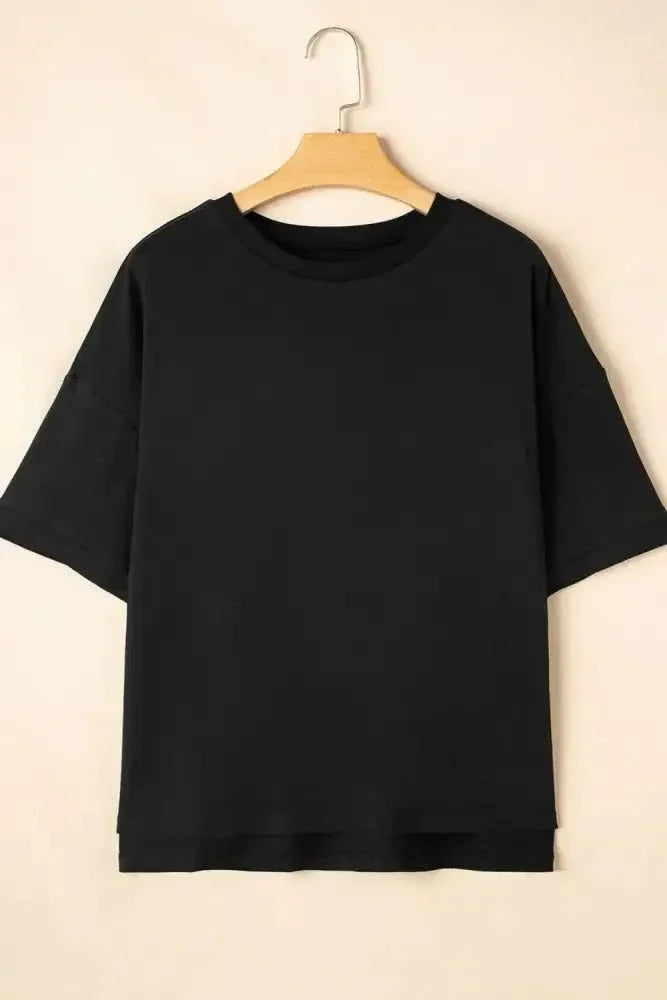 Loose Half Sleeve Hi Low Hem T Shirt - Update AvenueT-ShirtsTrendsi1001005707237561001005707237568c08f491 - 7458 - 40e5 - 858b - c7960c5e90d8 - Max - OriginBlack