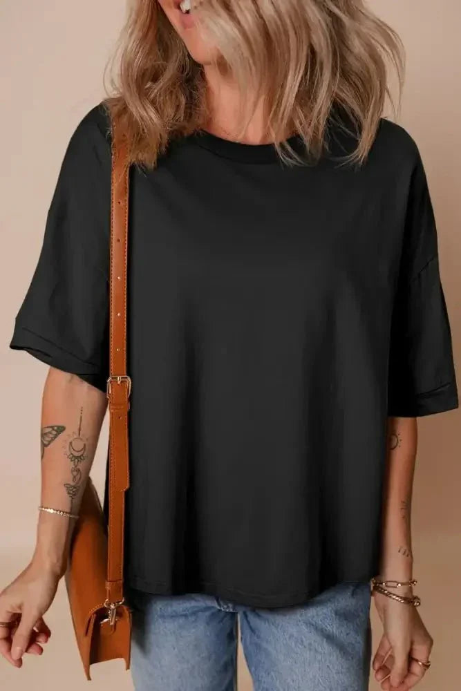 Loose Half Sleeve Hi Low Hem T Shirt - Update AvenueT-ShirtsTrendsi100100570723756100100570723756922f0c57 - 7a23 - 4556 - ab8f - c9b3eef2dfd5 - Max - OriginBlack