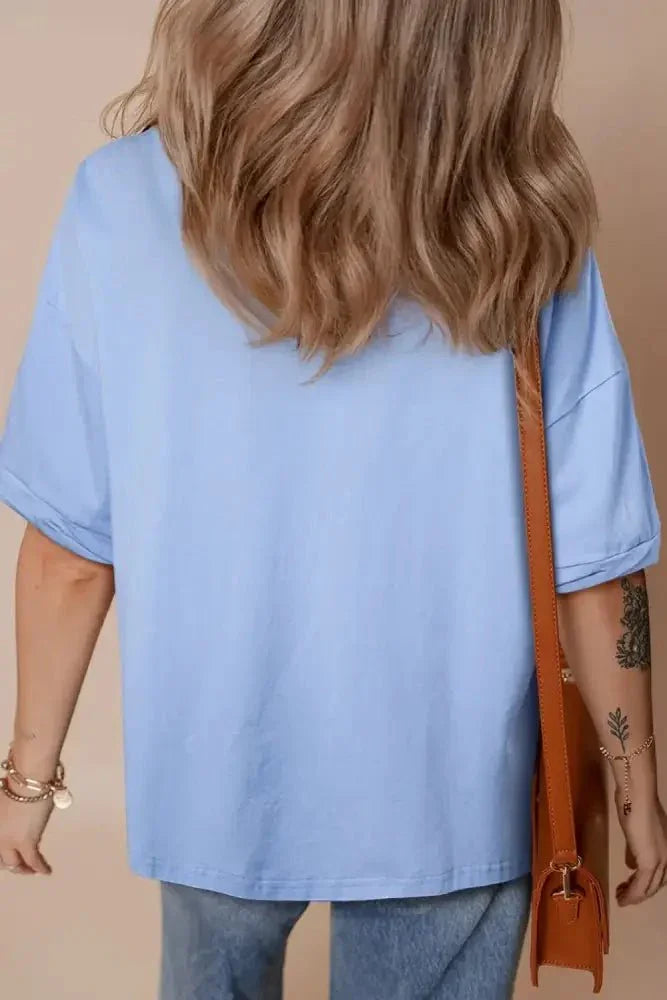 Loose Half Sleeve Hi Low Hem T Shirt - Update AvenueT-ShirtsTrendsi100100570728019100100570728019c644401c - 964c - 4f22 - a3a8 - b645f76ac8c2 - Max - OriginLight Blue