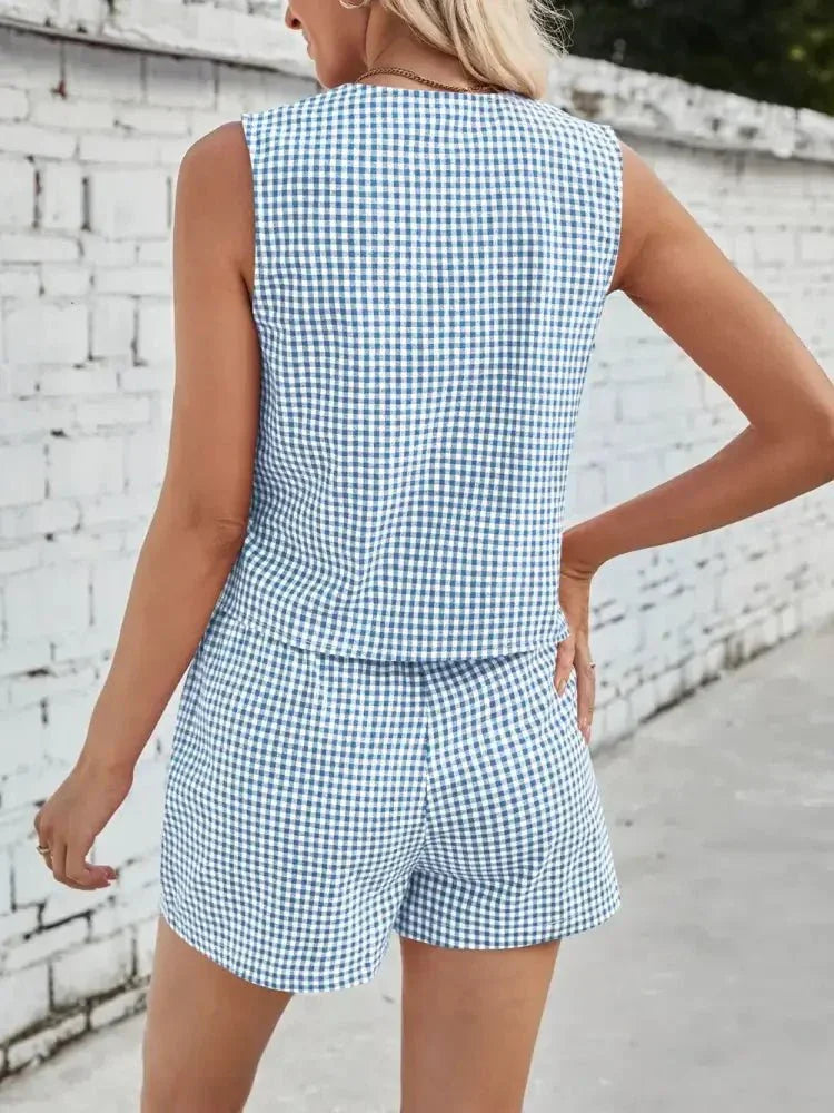 Lovelet Tied Plaid V - Neck Vest and Shorts Set - Update AvenueTrendsi10010043366272610010043366272654e61acb - bf20 - 4fc4 - b0b0 - 704039c1cafc - MaxPastel Blue