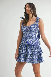 MABLE Floral Print Shoulder Tie Layered Mini Dress - Update AvenueEffortless Elegance: DressesTrendsi100100774721413100100774721413df6cdaa6853b4bffbcab334d9d38d416 - Max - OriginRoyal Blue