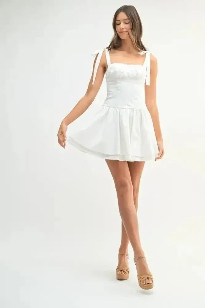 MABLE Shoulder Tie Corset Panel Mini Dress - Update AvenueEffortless Elegance: DressesTrendsi100100417961327100100417961327a6f05960c74b48348d16128fe42222a1 - Max - OriginOFF WHITE