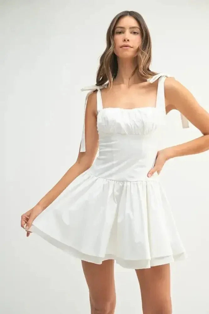 MABLE Shoulder Tie Corset Panel Mini Dress - Update AvenueEffortless Elegance: DressesTrendsi1001004179613271001004179613277dfd21adc279459ea78954b1a5c01311 - Max - OriginOFF WHITE