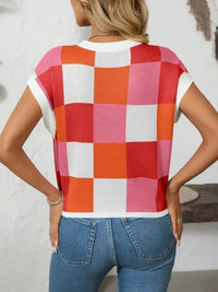 Mandy Checkered Round Neck Cap Sleeve Knit Top - Update AvenueTrendsi100100128815065100100128815065680c72f0 - 118b - 4722 - ac94 - 4a4d21cd7e70 - MaxPink