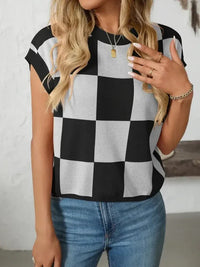 Mandy Checkered Round Neck Cap Sleeve Knit Top - Update AvenueTrendsi1001001288195121001001288195126c7ade64 - 7dcc - 45cf - b713 - d0f6c90ec19b - MaxBlack