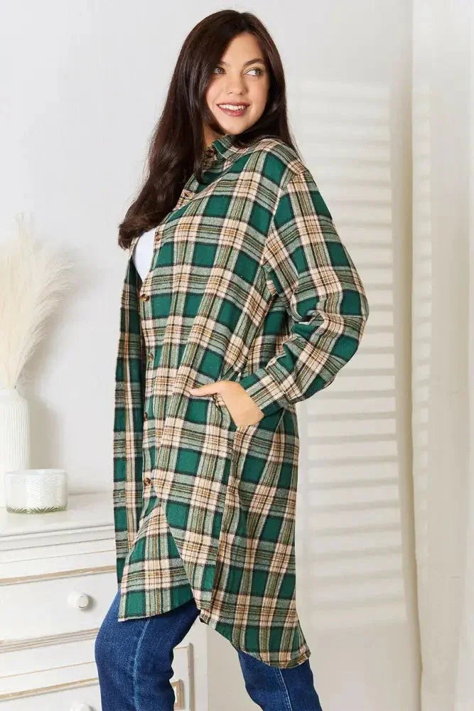 Mandy Plaid Collared Neck Long Sleeve Shirt - Update AvenueTrendsi1001018157720641001018157720646e926c41f51c4590b12997dd7e772f24 - MaxDark Green
