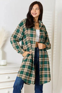 Mandy Plaid Collared Neck Long Sleeve Shirt - Update AvenueTrendsi10010181577206410010181577206482c2cbff83b34e119e920c0eca9abd69 - MaxDark Green