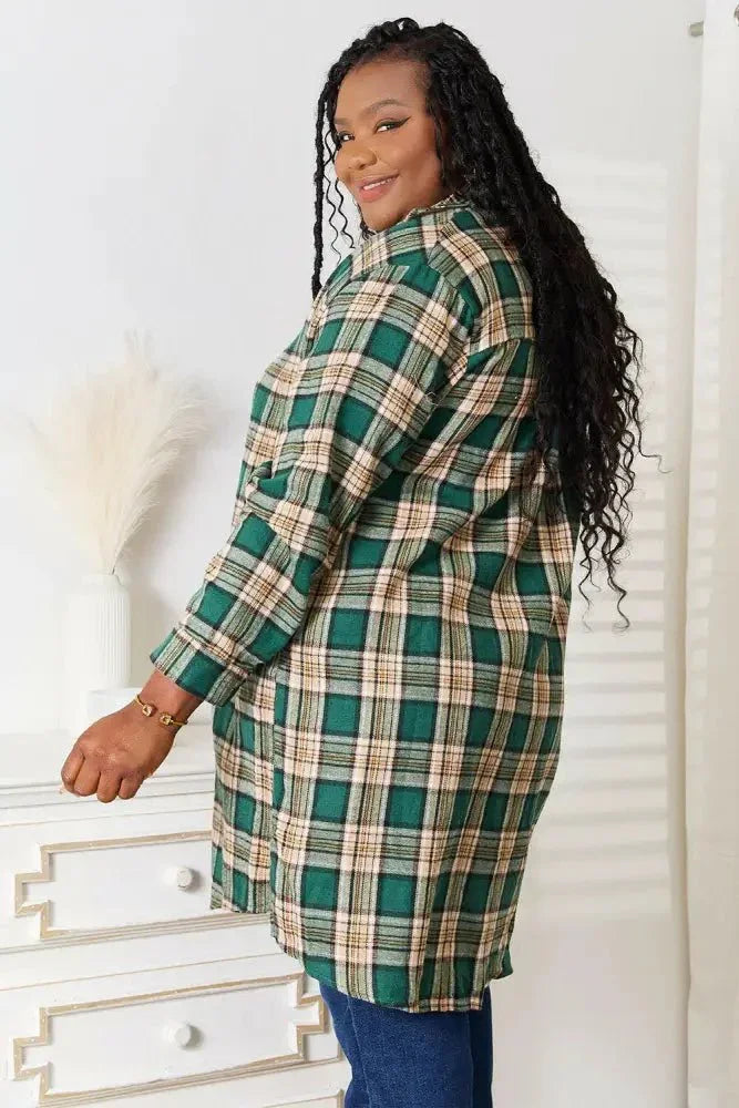 Mandy Plaid Collared Neck Long Sleeve Shirt - Update AvenueTrendsi100101815772064100101815772064ef35e8676a454ba5ba77e9282524b6eb - MaxDark Green