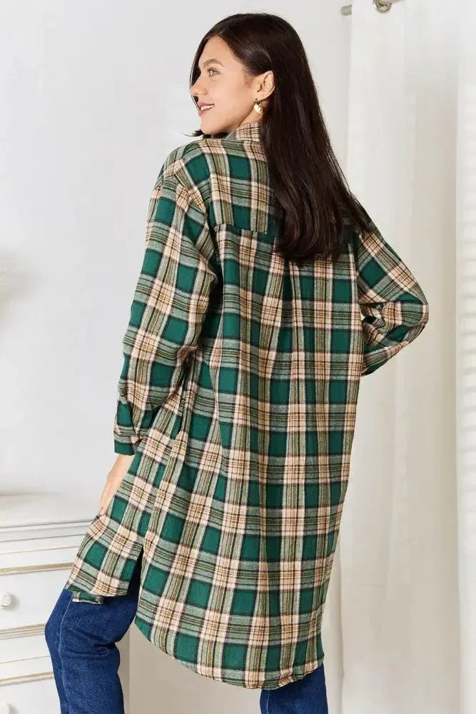 Mandy Plaid Collared Neck Long Sleeve Shirt - Update AvenueTrendsi100101815772064100101815772064fdd4da2a16a64f13a7e66d1be5ba6672 - MaxDark Green