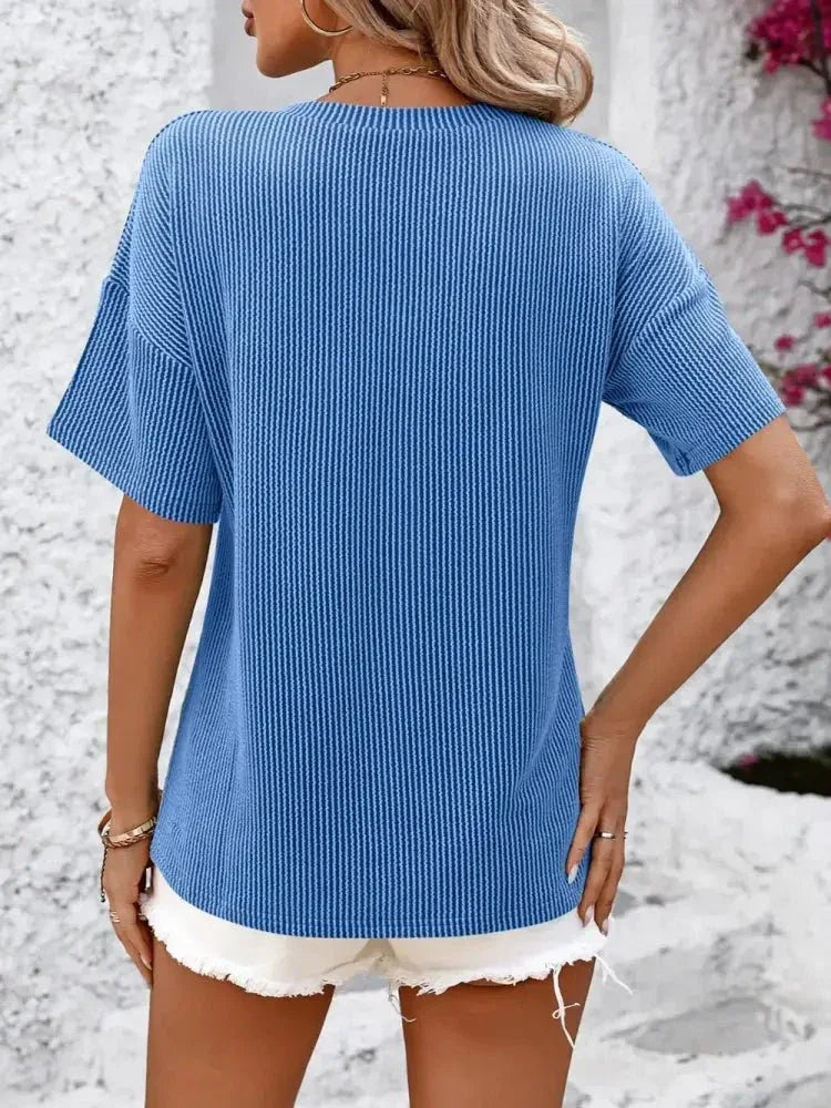 Mandy V - Neck Dropped Shoulder T-Shirt - Update AvenueT-ShirtsTrendsi1001002489465271001002489465273b33d526 - dd26 - 4db7 - bcc1 - 06a02183ddac - MaxBlue