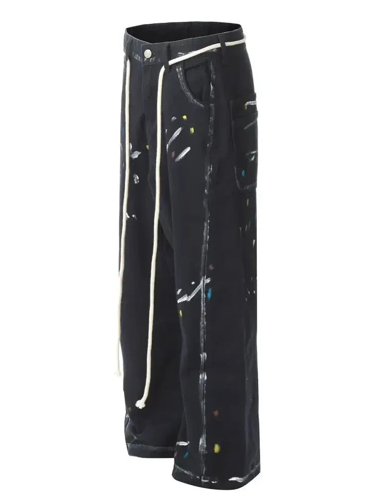 Men's Artistic Paint Splatter Wide Leg Baggy Jeans - Update AvenueTrendsi100400270361965100400270361965Men's Artistic Paint Splatter Wide Leg Baggy JeansBlack