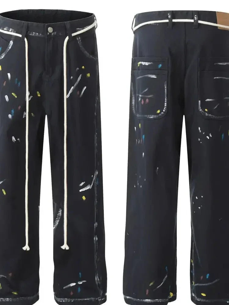 Men's Artistic Paint Splatter Wide Leg Baggy Jeans - Update AvenueTrendsi100400270361965100400270361965Men's Artistic Paint Splatter Wide Leg Baggy JeansBlack