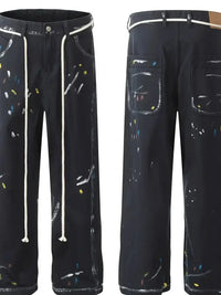 Men's Artistic Paint Splatter Wide Leg Baggy Jeans - Update AvenueTrendsi100400270361965100400270361965Men's Artistic Paint Splatter Wide Leg Baggy JeansBlack