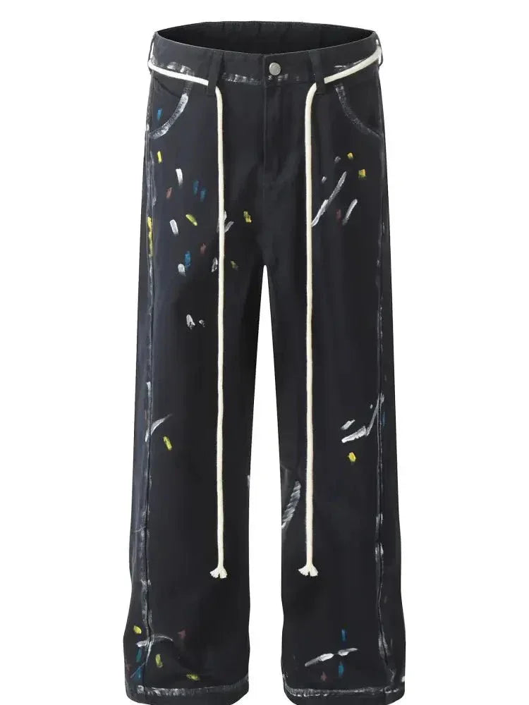 Men's Artistic Paint Splatter Wide Leg Baggy Jeans - Update AvenueTrendsi100400270361965100400270361965Men's Artistic Paint Splatter Wide Leg Baggy JeansBlack