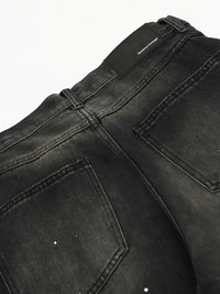 Men's Baggy Straight Leg Jeans with Paint Splatter Details