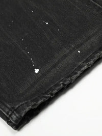 Men's Baggy Straight Leg Jeans with Paint Splatter Details