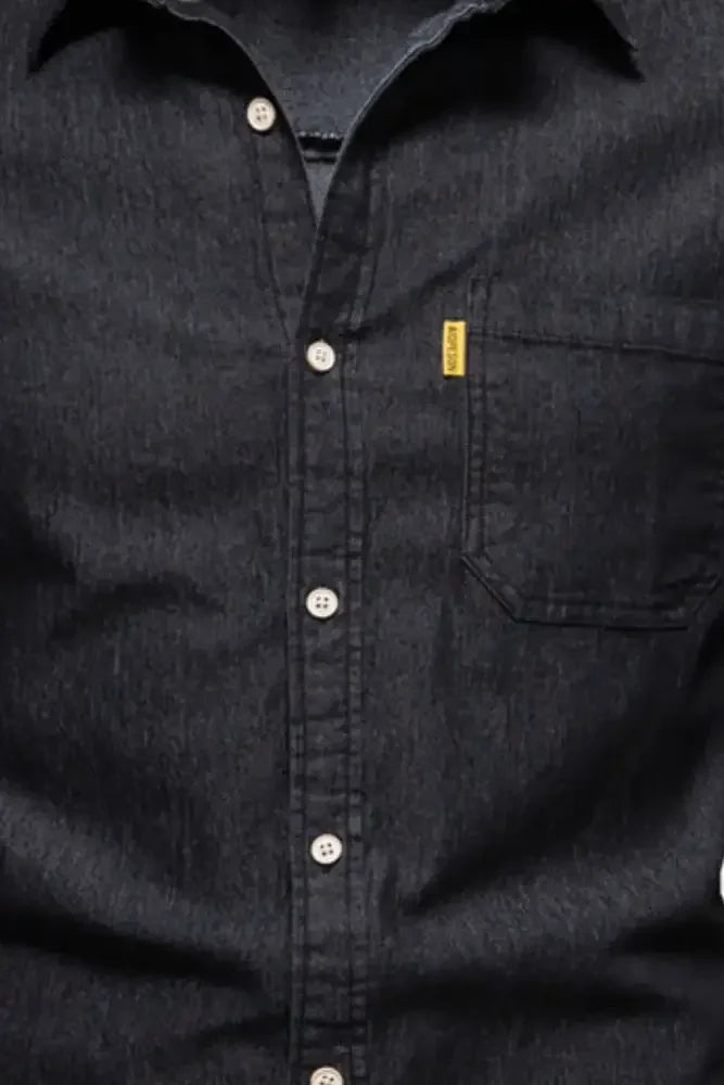 Men's Button-Down Denim Shirt with Chest Pocket