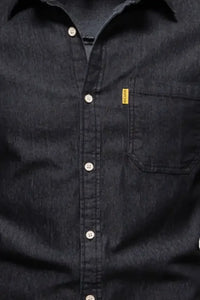 Men's Button-Down Denim Shirt with Chest Pocket