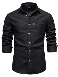 Men's Button-Down Denim Shirt with Chest Pocket