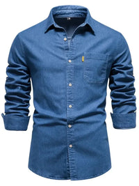 Men's Button-Down Denim Shirt with Chest Pocket