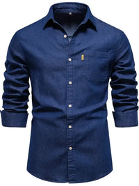 Men's Button-Down Denim Shirt with Chest Pocket