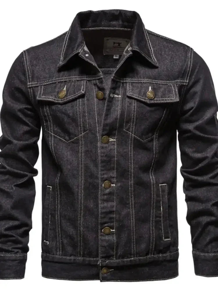 Men's Button Down Long Sleeve Denim Jacket - Update AvenueTrendsi100400714742130100400714742130Men's Button Down Long Sleeve Denim JacketDark