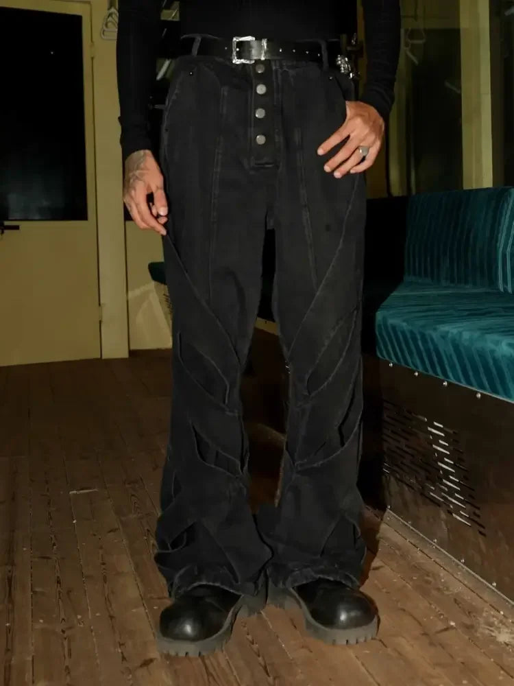 Men's Button Fly Studded Bootcut Jeans