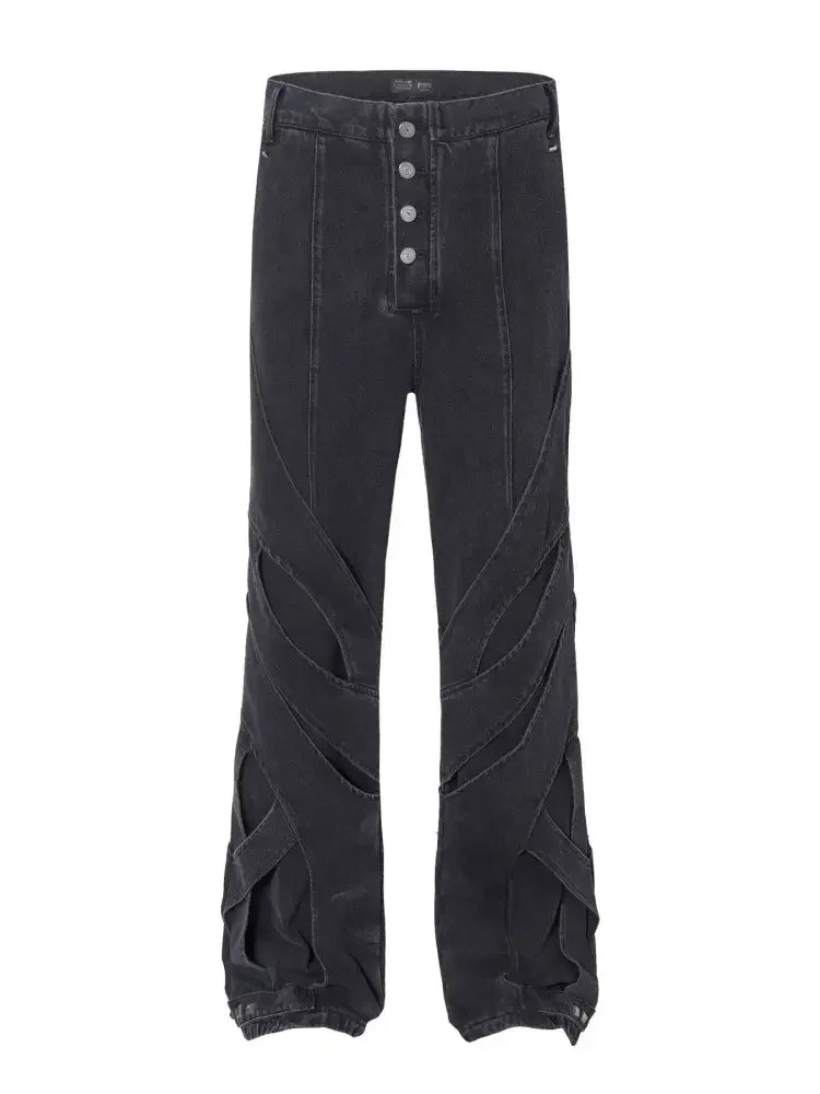 Men's Button Fly Studded Bootcut Jeans