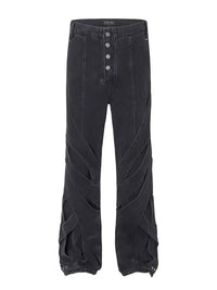 Men's Button Fly Studded Bootcut Jeans