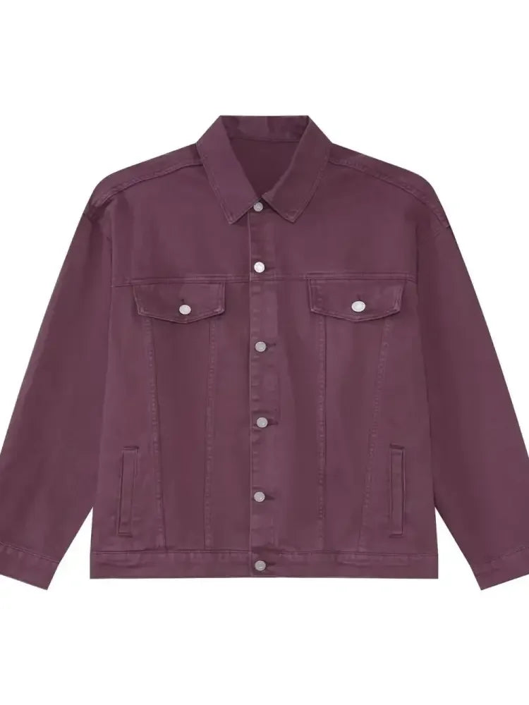 Men's Button Up Dropped Shoulder Denim Jacket