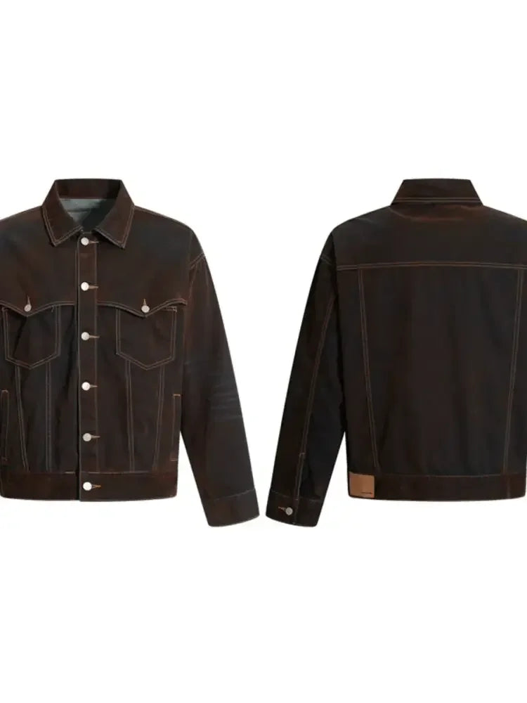 Men's Button Up Long Sleeve Denim Jacket