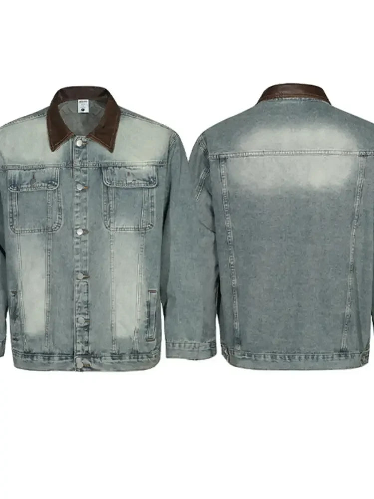 Men's Button Up Long Sleeve Denim Jacket